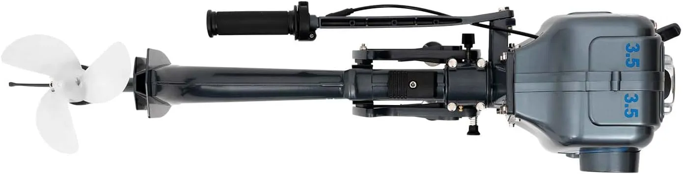 2-Stroke 3.5HP Outboard Motor, 49CC Gas Powered Fishing Marine Heavy Duty Boat Engine, Short Shaft Tiller Control Half Water-cooling Air-cooling CDI Ignition System for Inflatable Yachts Canoes Boat