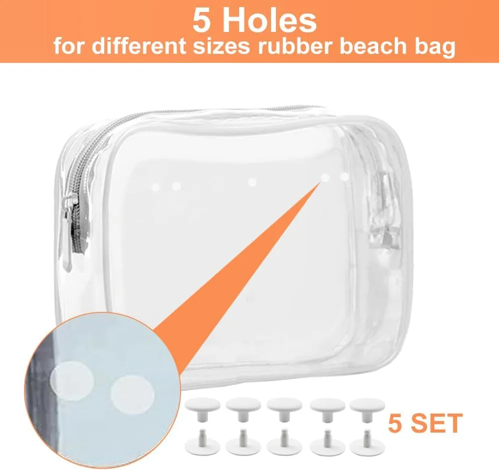 3 Packs Clear Bogg Beach Tote Bag with 2 Pack Insert Hooks Accessories for Bogg Bags Travel Makeup Clean Toiletry Brush Organizer Cosmetic Divider Storage Inner Pouch