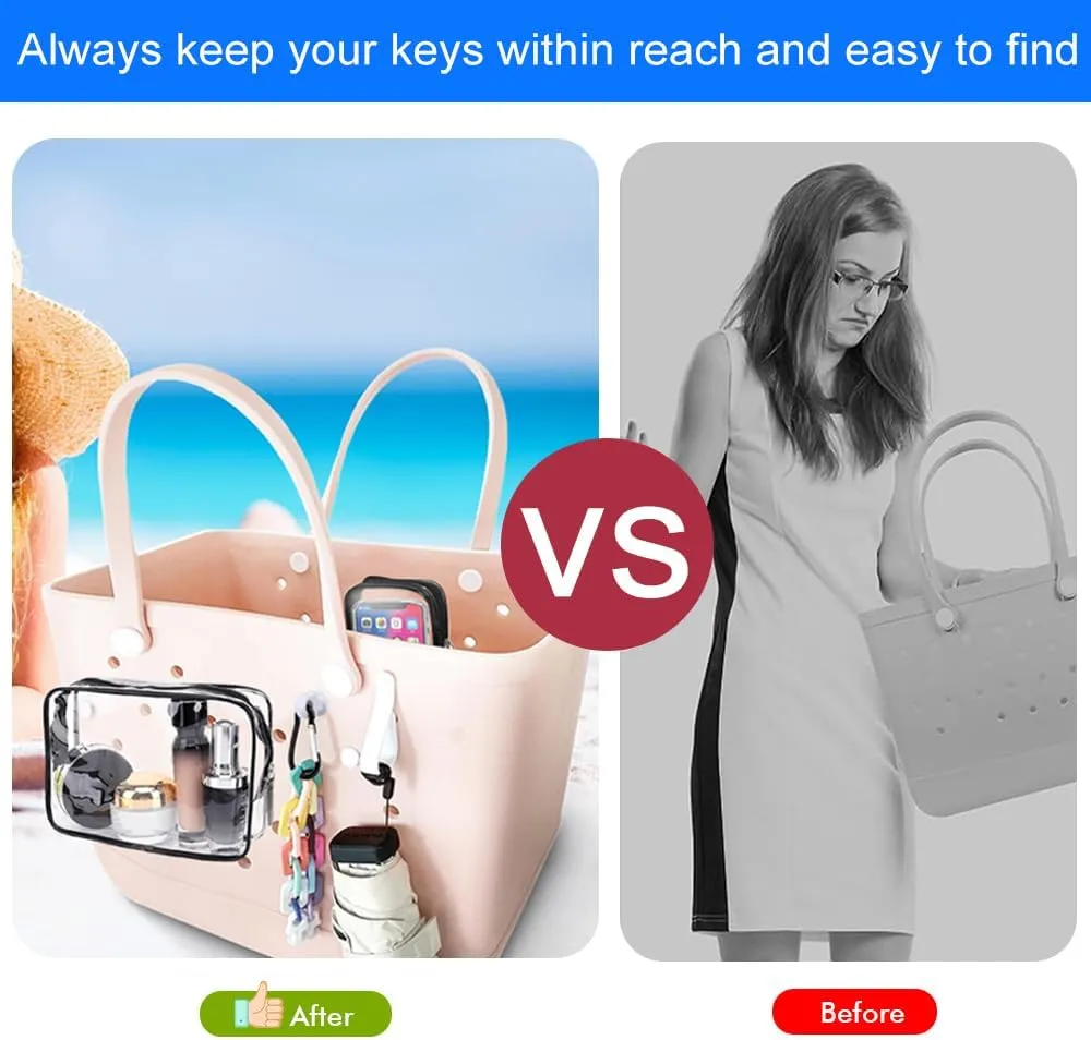 3 Packs Clear Bogg Beach Tote Bag with 2 Pack Insert Hooks Accessories for Bogg Bags Travel Makeup Clean Toiletry Brush Organizer Cosmetic Divider Storage Inner Pouch