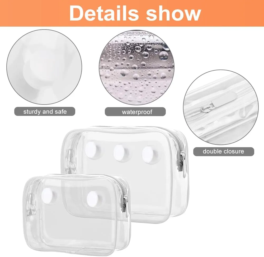 3 Packs Clear Bogg Beach Tote Bag with 2 Pack Insert Hooks Accessories for Bogg Bags Travel Makeup Clean Toiletry Brush Organizer Cosmetic Divider Storage Inner Pouch