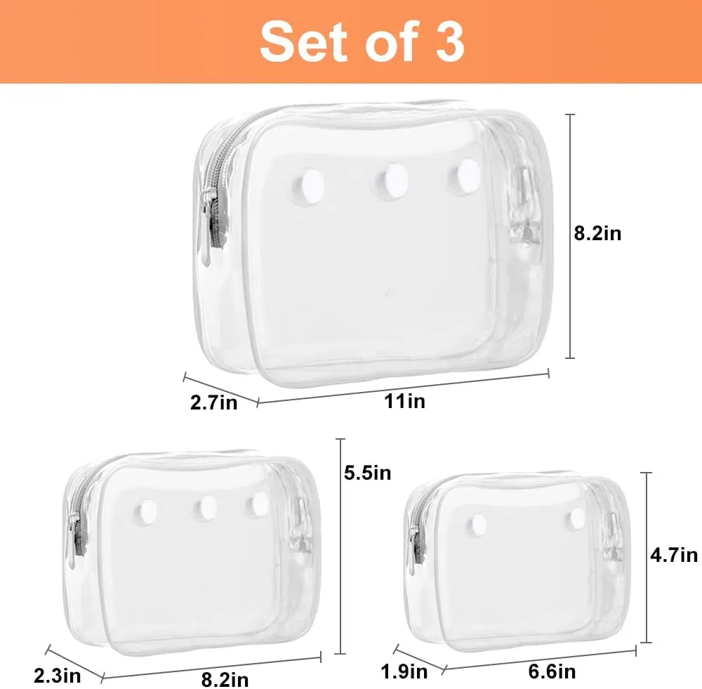 3 Packs Clear Bogg Beach Tote Bag with 2 Pack Insert Hooks Accessories for Bogg Bags Travel Makeup Clean Toiletry Brush Organizer Cosmetic Divider Storage Inner Pouch