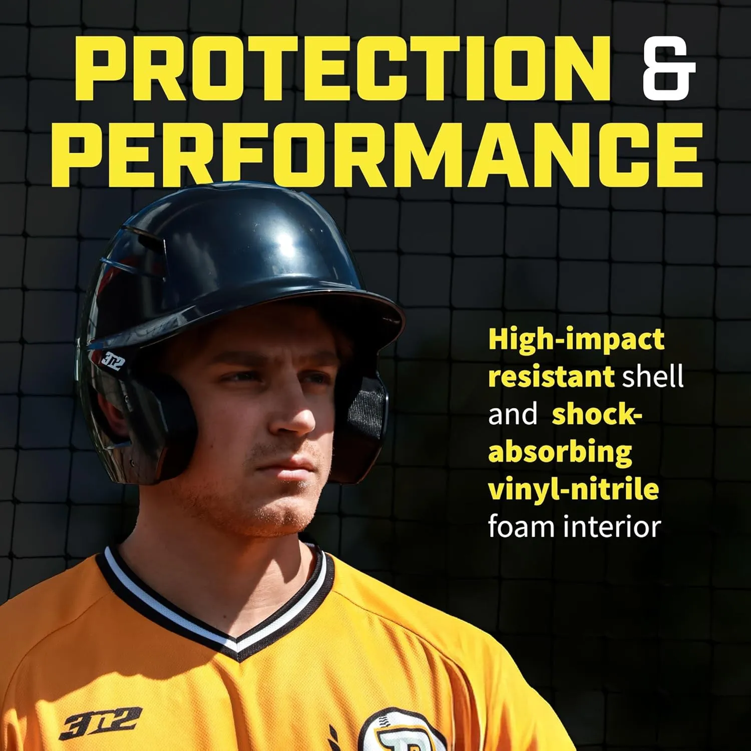 3N2 Pro Clutch Baseball Helmet - High-Impact Shell, Moisture-Wicking Padding - Glossy - One Size (Youth)