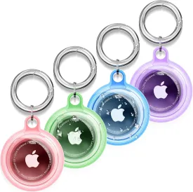 4 Pack for Airtag Holder, Compatible with Apple AirTag Holder, Waterproof for Air Tag Case with Keychain, Shockproof & Dustproof for Airtag Holders for Dog Collar, Luggage, Keys (4 Colors)