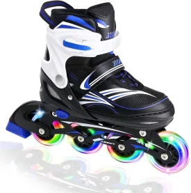 4 Size Adjustable Inline Skate for Kids,Children's Inline Skates with Light Up Wheel,Outdoor Illuminating Roller Skates for Girls,Boys and Beginners