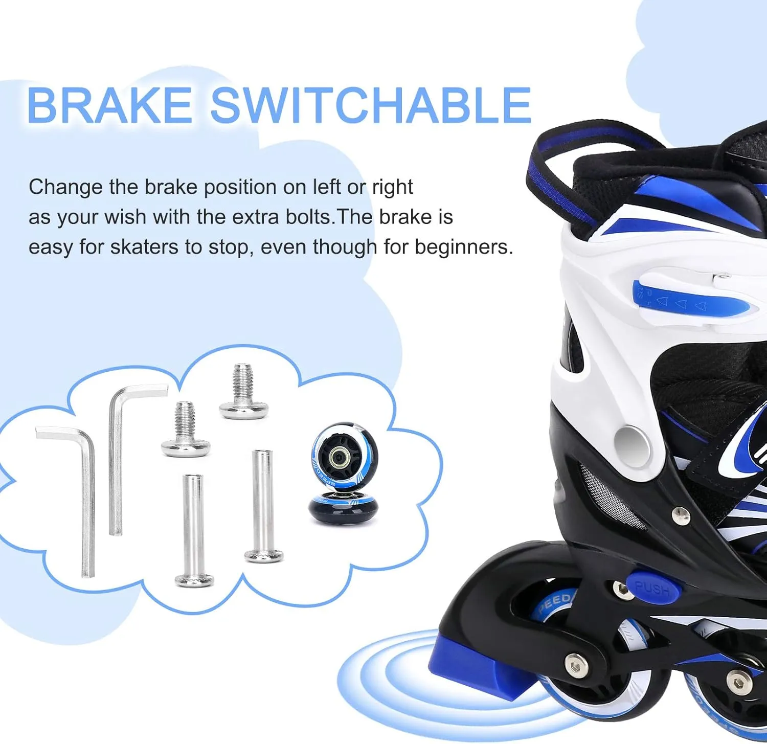 4 Size Adjustable Inline Skate for Kids,Children's Inline Skates with Light Up Wheel,Outdoor Illuminating Roller Skates for Girls,Boys and Beginners
