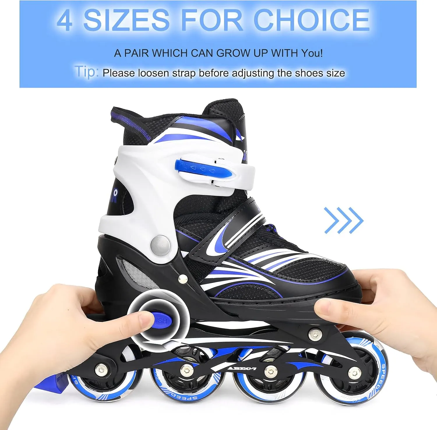 4 Size Adjustable Inline Skate for Kids,Children's Inline Skates with Light Up Wheel,Outdoor Illuminating Roller Skates for Girls,Boys and Beginners