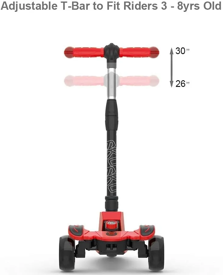 6KU Kids Scooter with Adjustable Height, Toddler Scooter with Widened Flash Wheels, Ages 3-8, Lean to Steer
