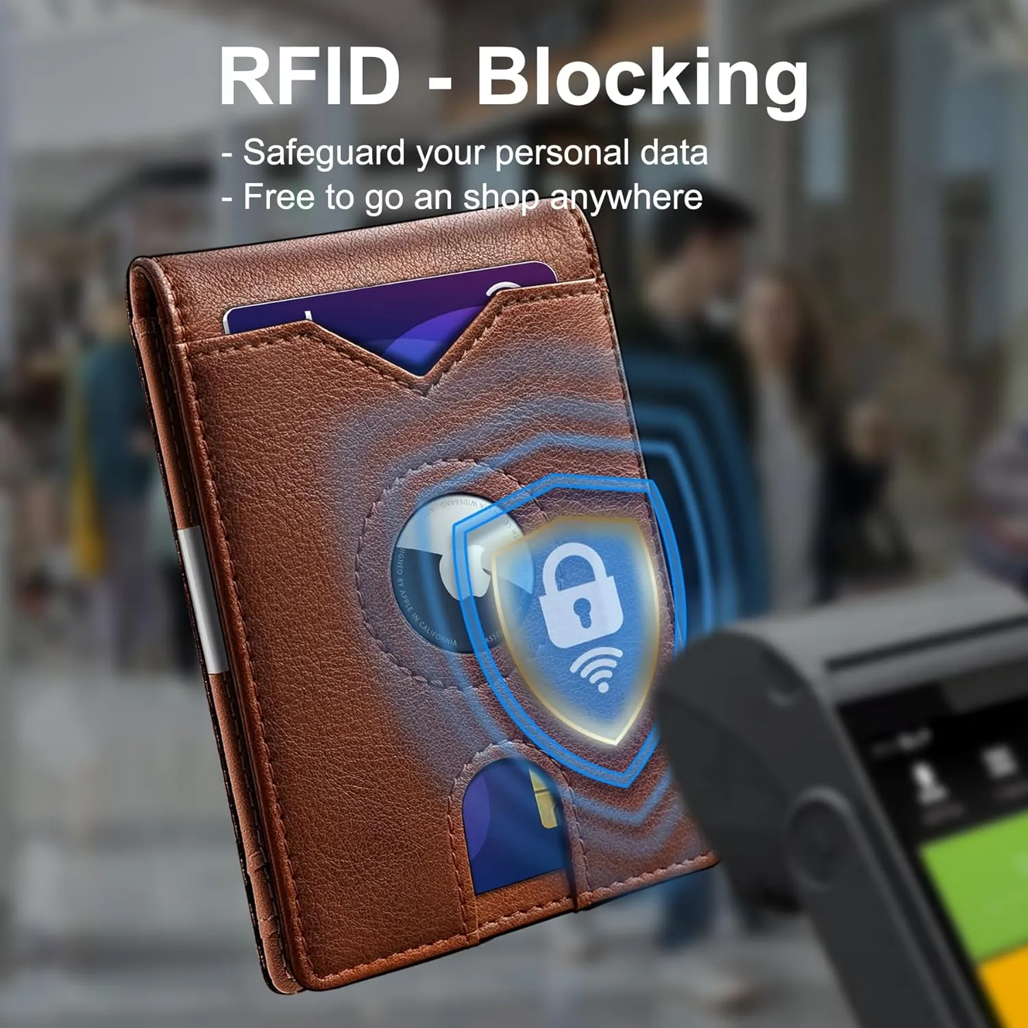 Airtag Wallet for Men,with Money Clip 11 Cards Slim Front Pocket Leather RFID Blocking Wallet with Gift Box