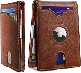 Airtag Wallet for Men,with Money Clip 11 Cards Slim Front Pocket Leather RFID Blocking Wallet with Gift Box