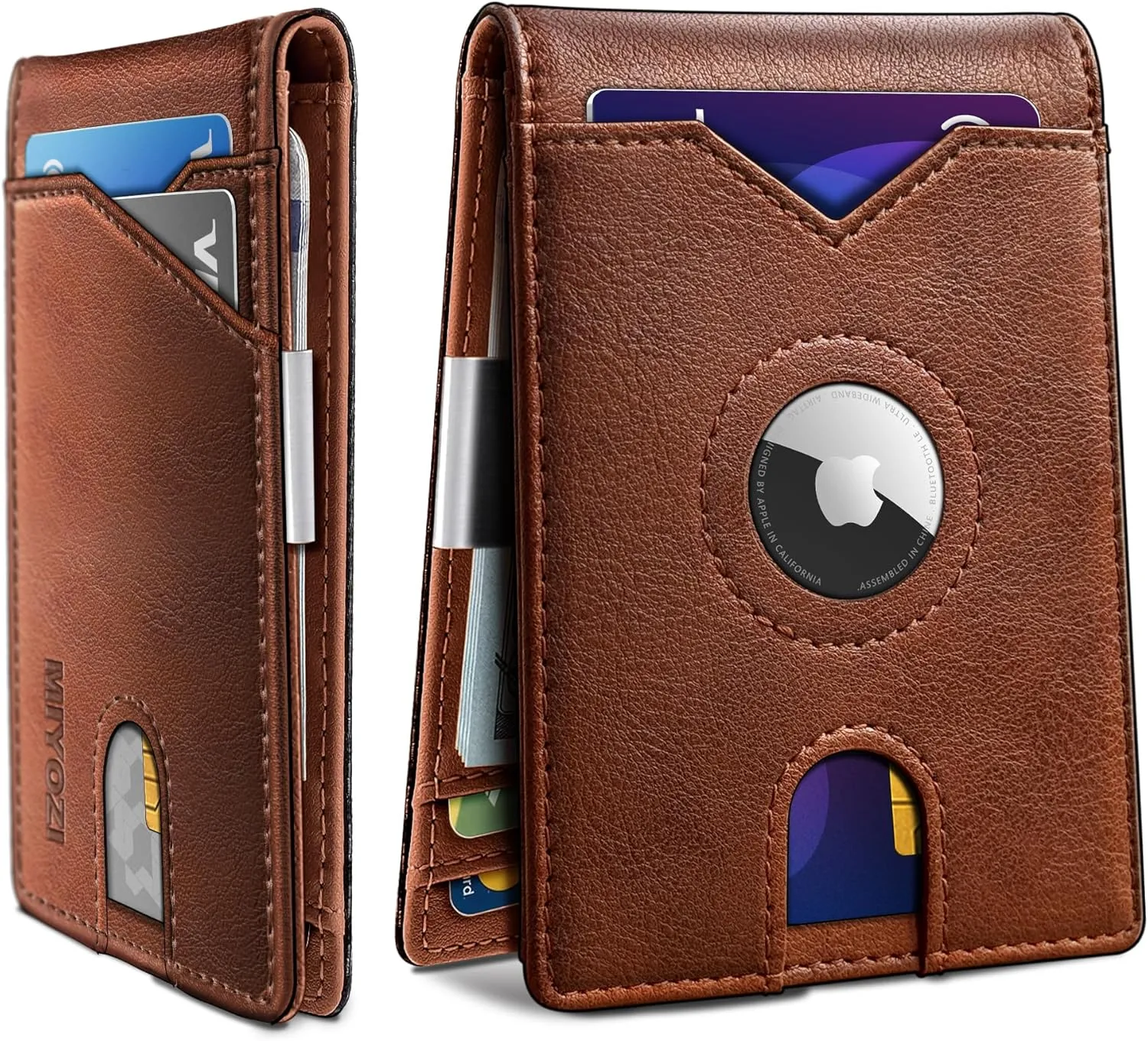 Airtag Wallet for Men,with Money Clip 11 Cards Slim Front Pocket Leather RFID Blocking Wallet with Gift Box