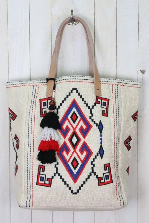 All Over Embroidered Large Shopper