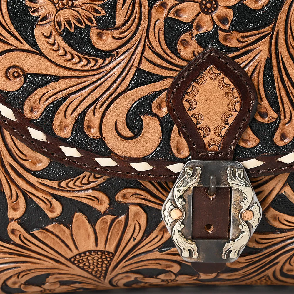 American Darling Adbga528 Briefcase Hand Tooled Genuine Leather Women Bag Western Handbag Purse