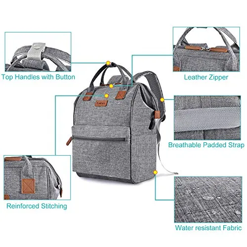 BRINCH Laptop Backpack 15.6 Inch Wide Open Computer Backpack Laptop Bag College Rucksack Water Resistant Business Travel Backpack Multipurpose Casual Daypack with USB Charging Port for Women Men,Gray