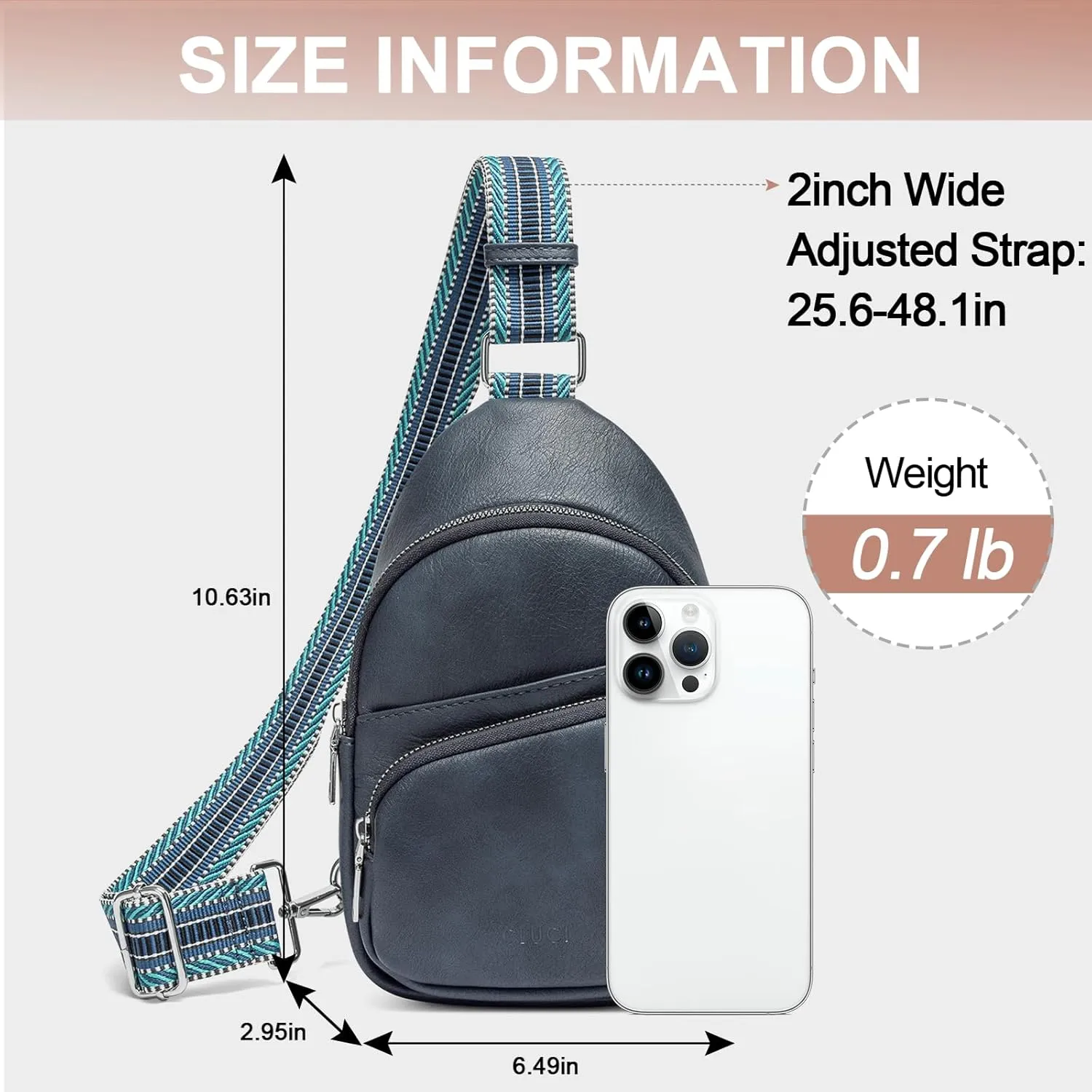 CLUCI Small Sling Bag for Women, Vegan Leather Fanny Pack Crossbody Bags for Women, Chest Bag With Guitar Strap