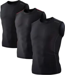 DEVOPS 3 Pack Men's Athletic Compression Shirts Sleeveless
