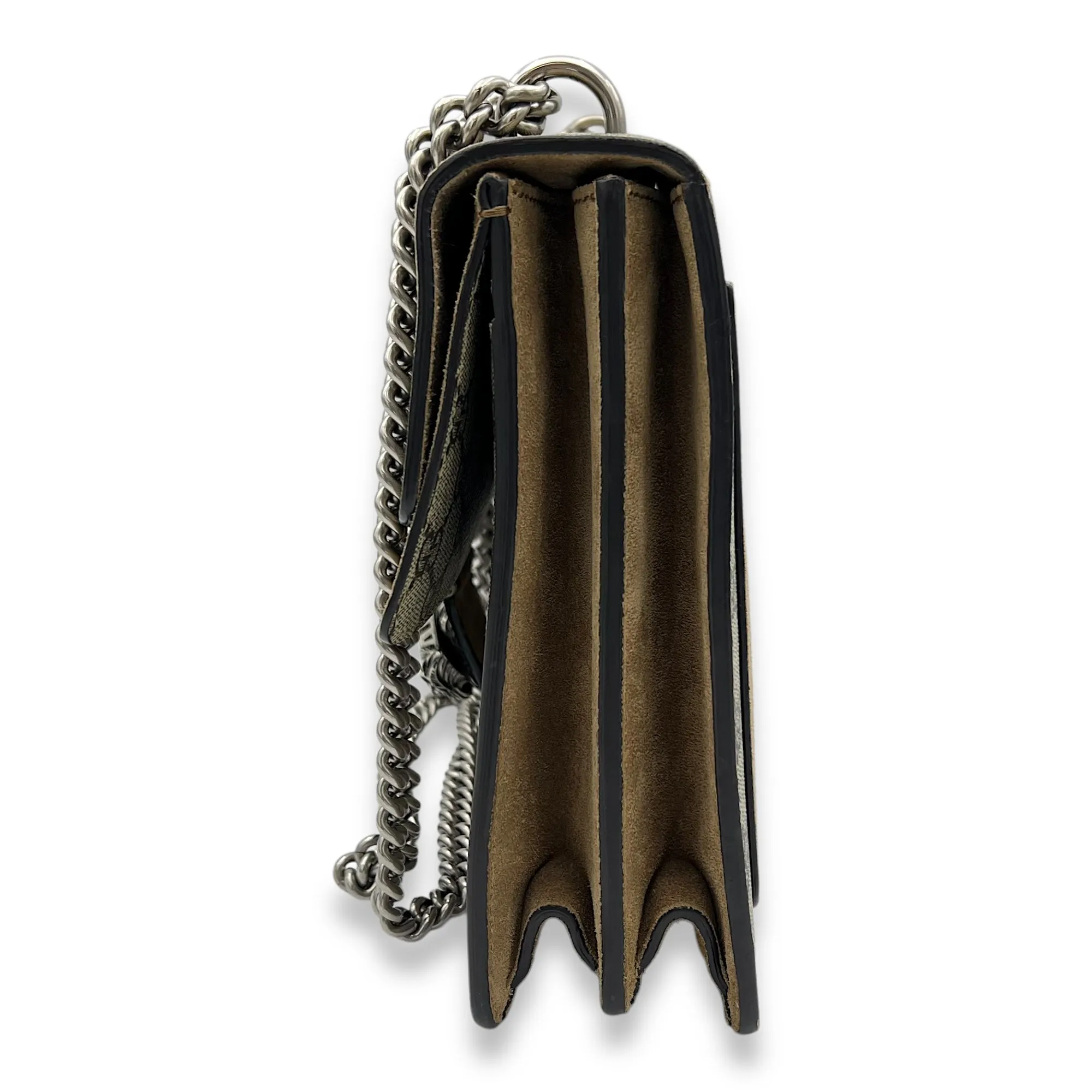 Dionysus Shoulder Bag Medium Brown in Coated Canvas, Silver hardware