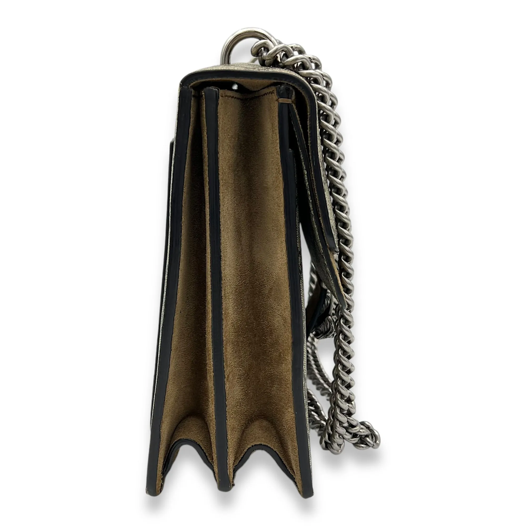 Dionysus Shoulder Bag Medium Brown in Coated Canvas, Silver hardware