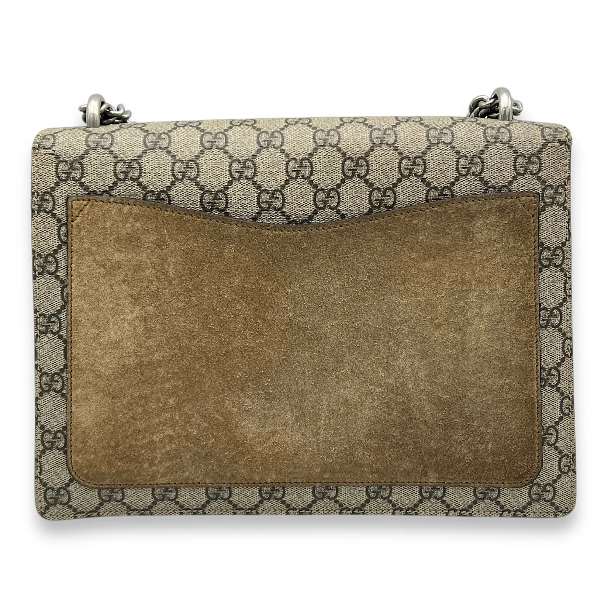 Dionysus Shoulder Bag Medium Brown in Coated Canvas, Silver hardware