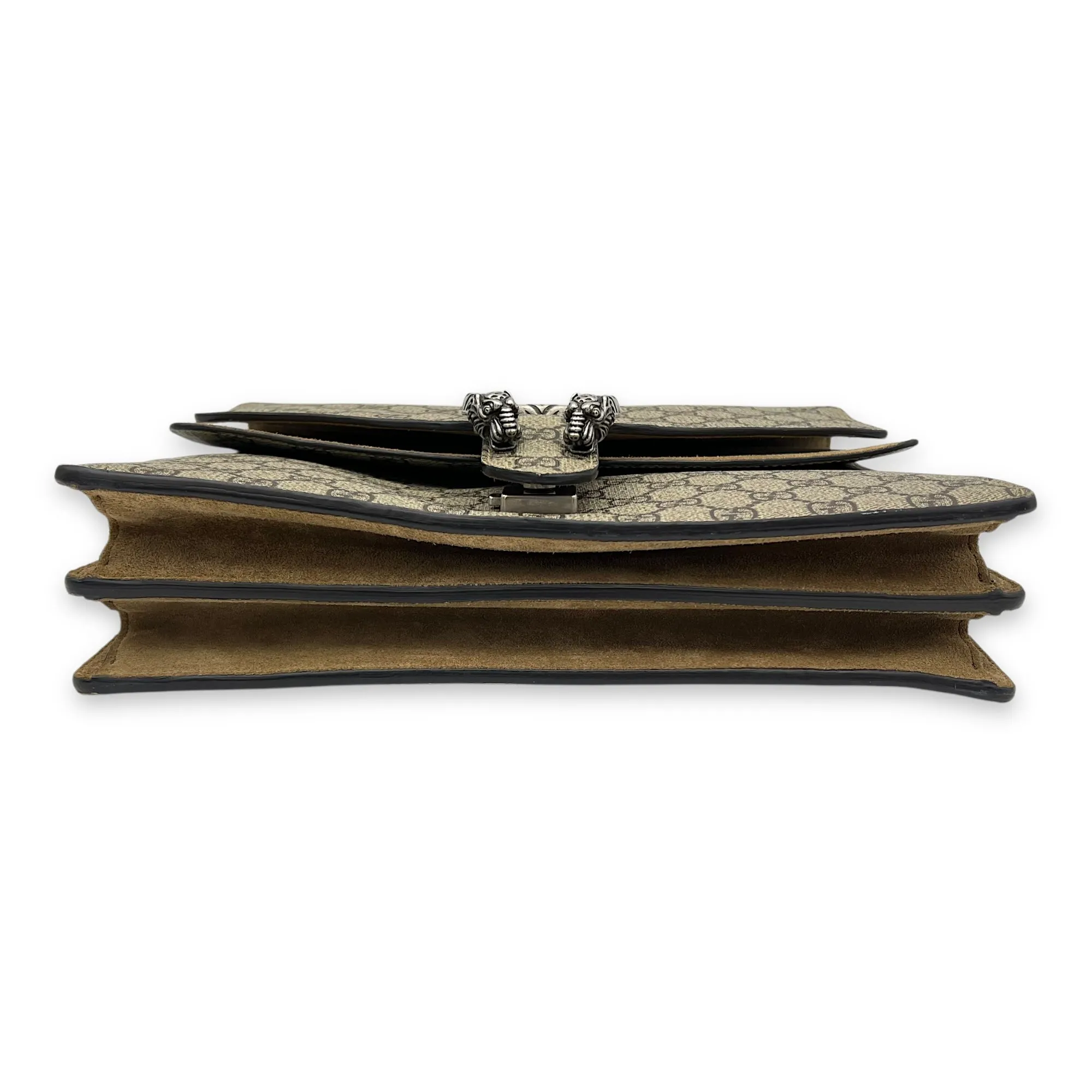 Dionysus Shoulder Bag Medium Brown in Coated Canvas, Silver hardware