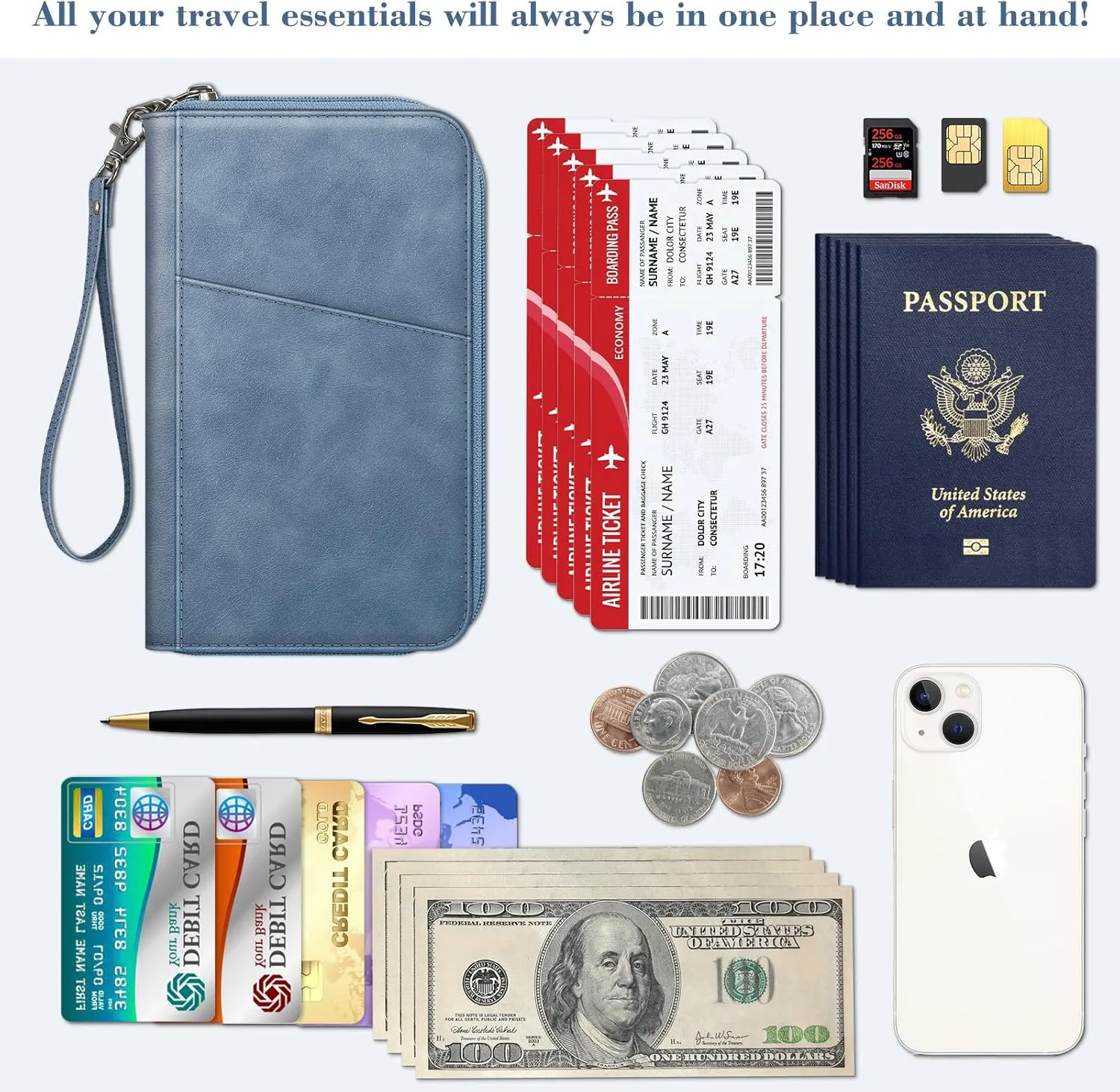 Fintie Family Passport Holder Wallet, RFID Blocking Travel Document Organizer Clutch Bag Credit Cards Case Cover for Women Men