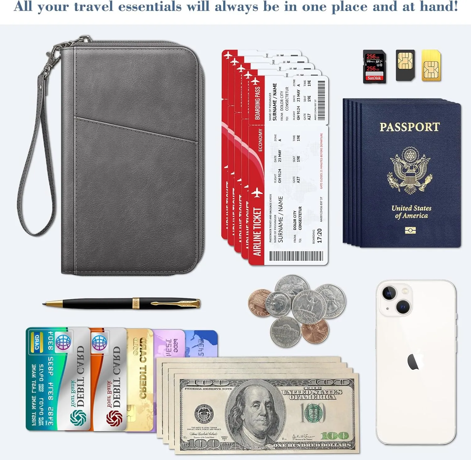 Fintie Family Passport Holder Wallet, RFID Blocking Travel Document Organizer Clutch Bag Credit Cards Case Cover for Women Men