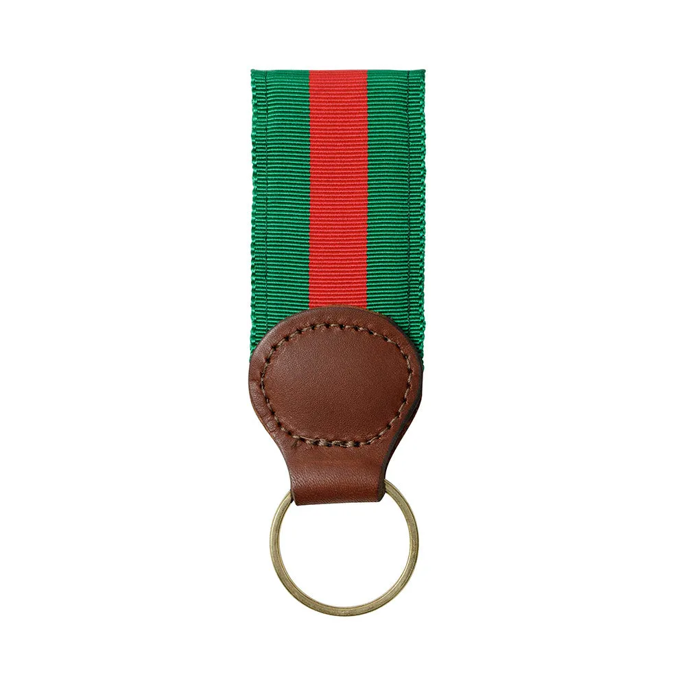 Forest Green & Red Grosgrain Ribbon Key Fob