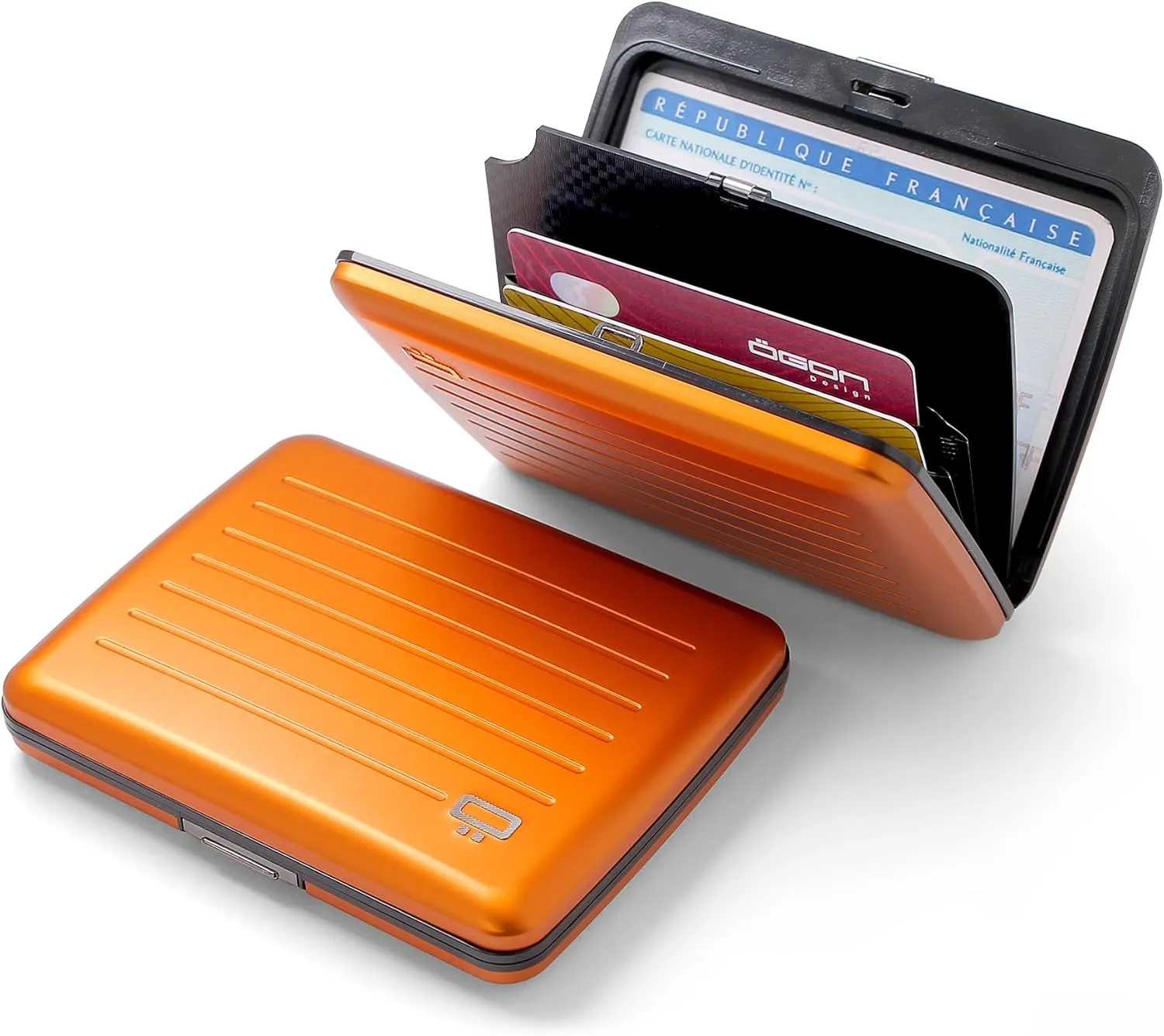 ?GON -DESIGNS- Aluminum wallet, Large capacity with metal lock, RFID Protection against fraud and demagnetization, Smart Case OSLO Large model