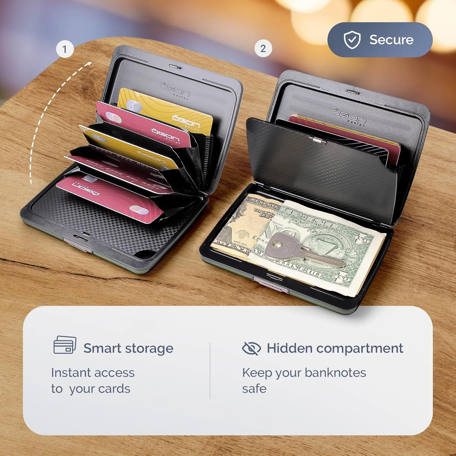 ?GON -DESIGNS- Aluminum wallet, Large capacity with metal lock, RFID Protection against fraud and demagnetization, Smart Case OSLO Large model