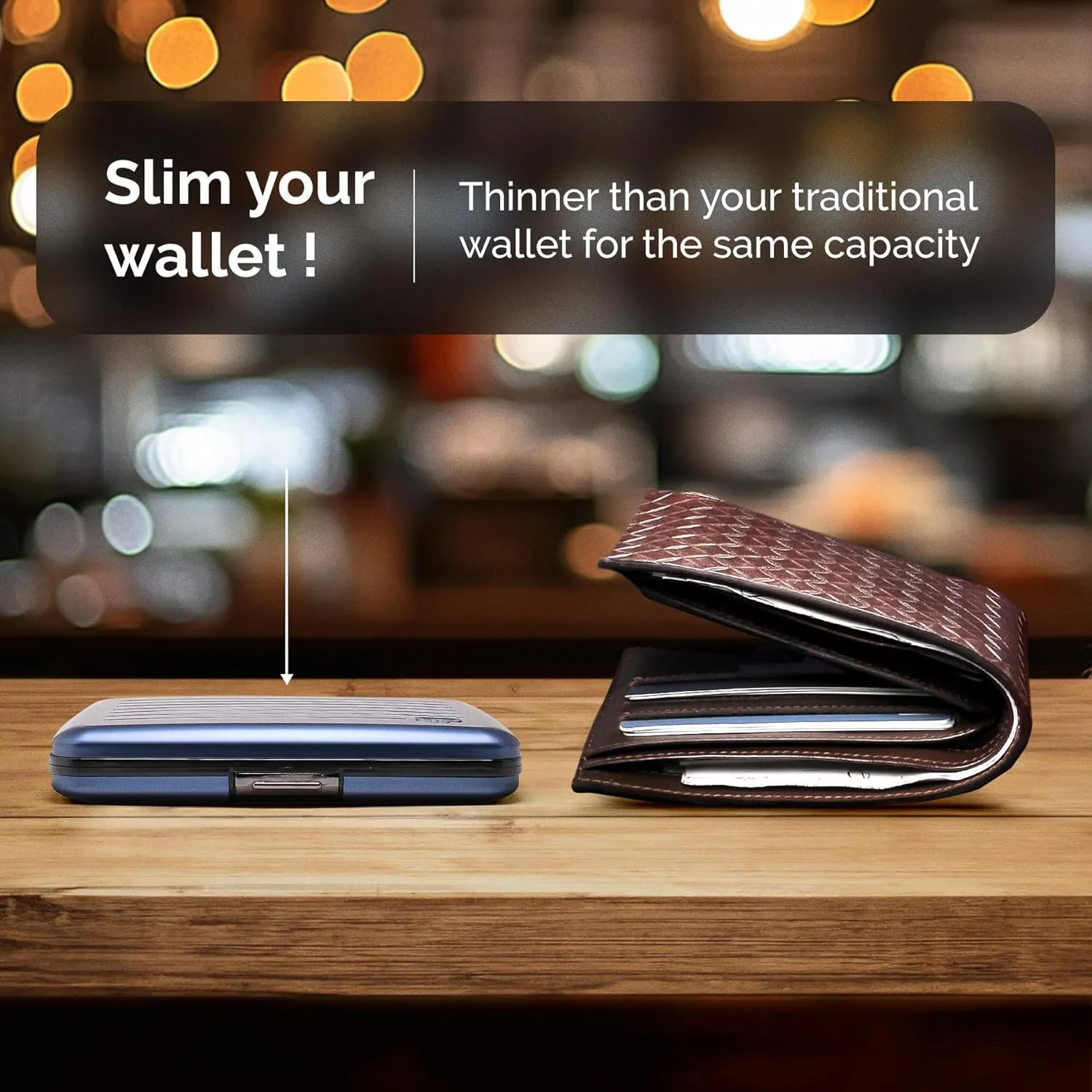?GON -DESIGNS- Aluminum wallet, Large capacity with metal lock, RFID Protection against fraud and demagnetization, Smart Case OSLO Large model