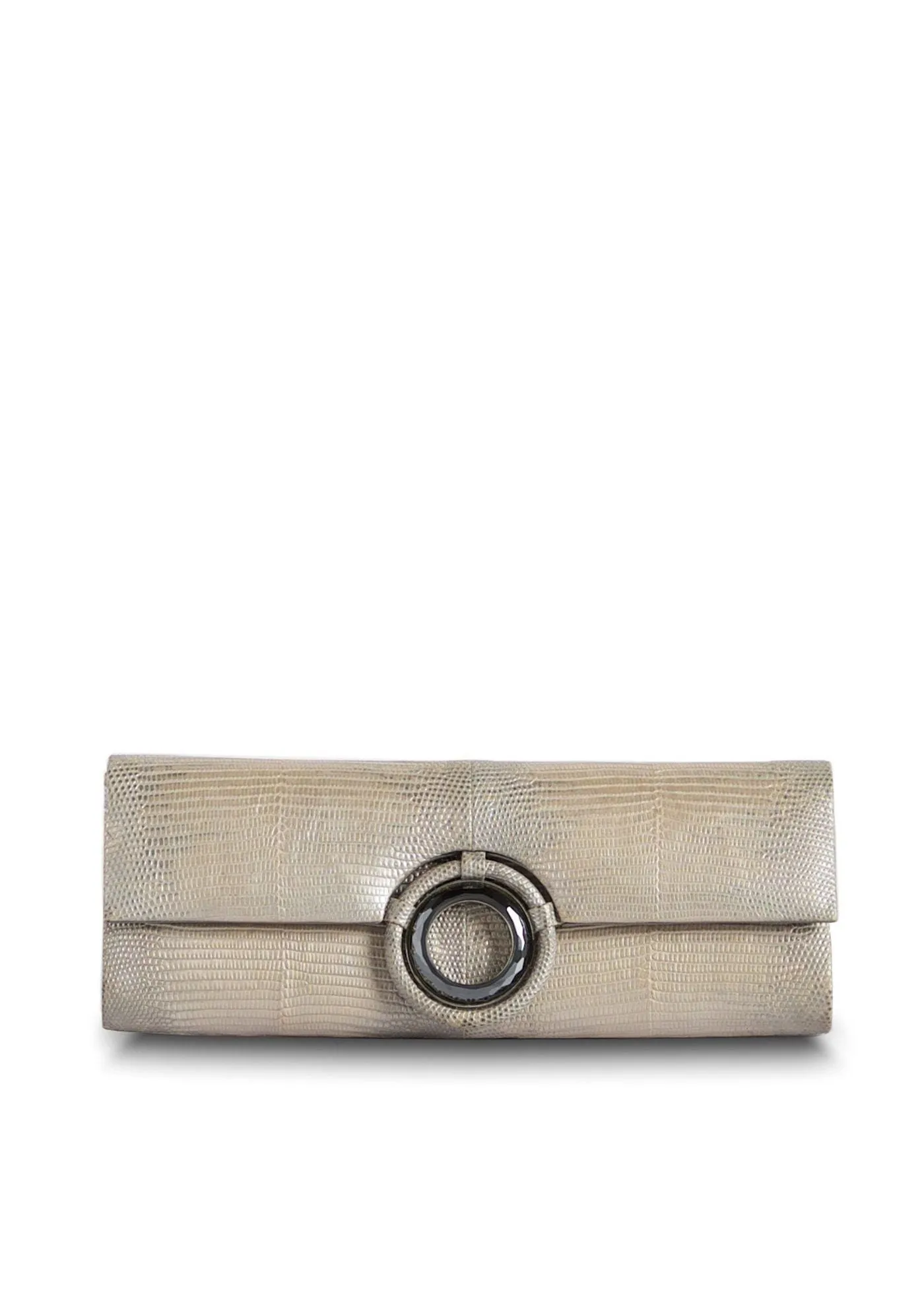 Grommet Roll Clutch - Champagne Metallic Exotic Lizard