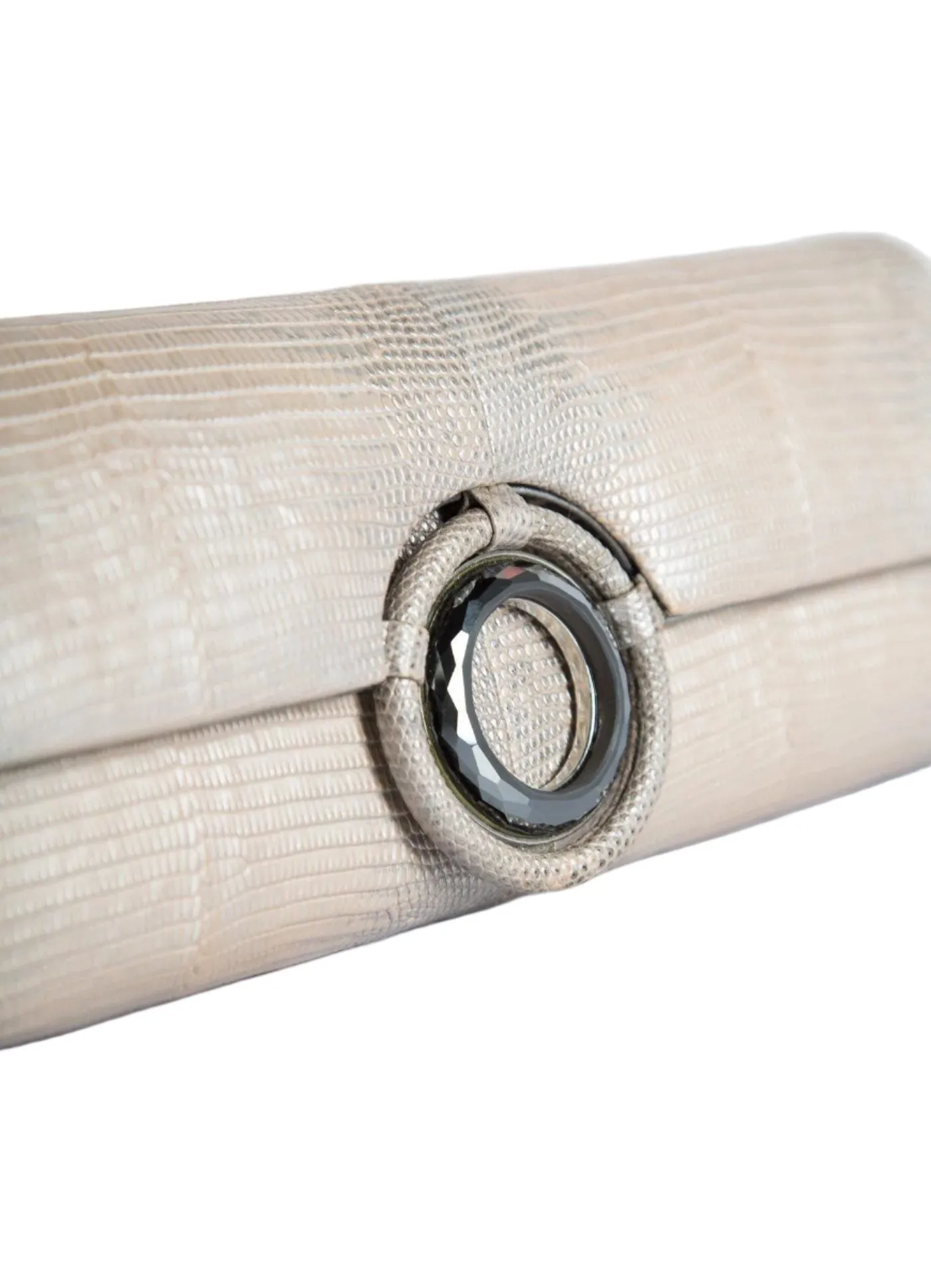 Grommet Roll Clutch - Champagne Metallic Exotic Lizard