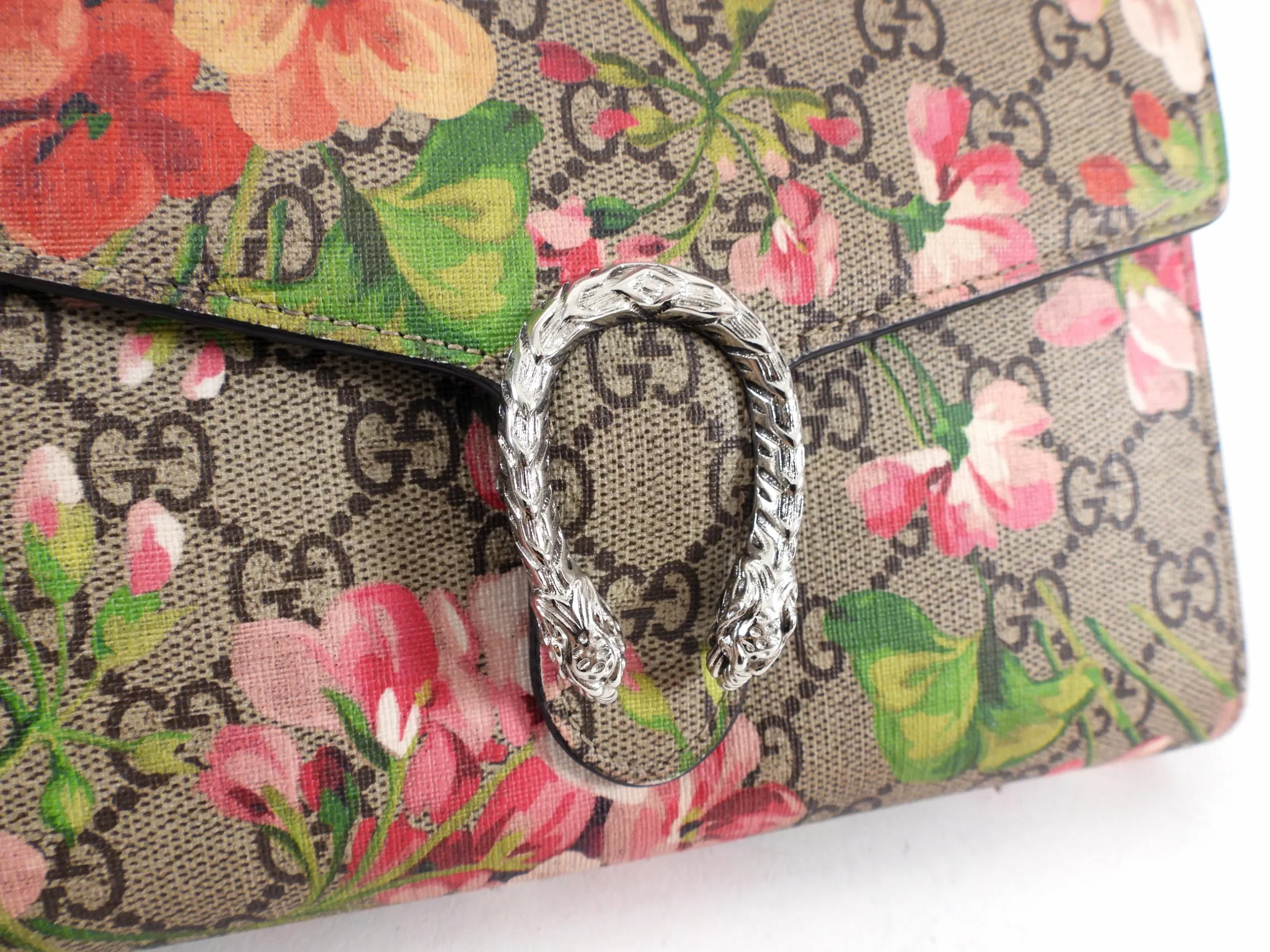 Gucci Blooms Dionysus Pink Floral Monogram Wallet on Chain Crossbody