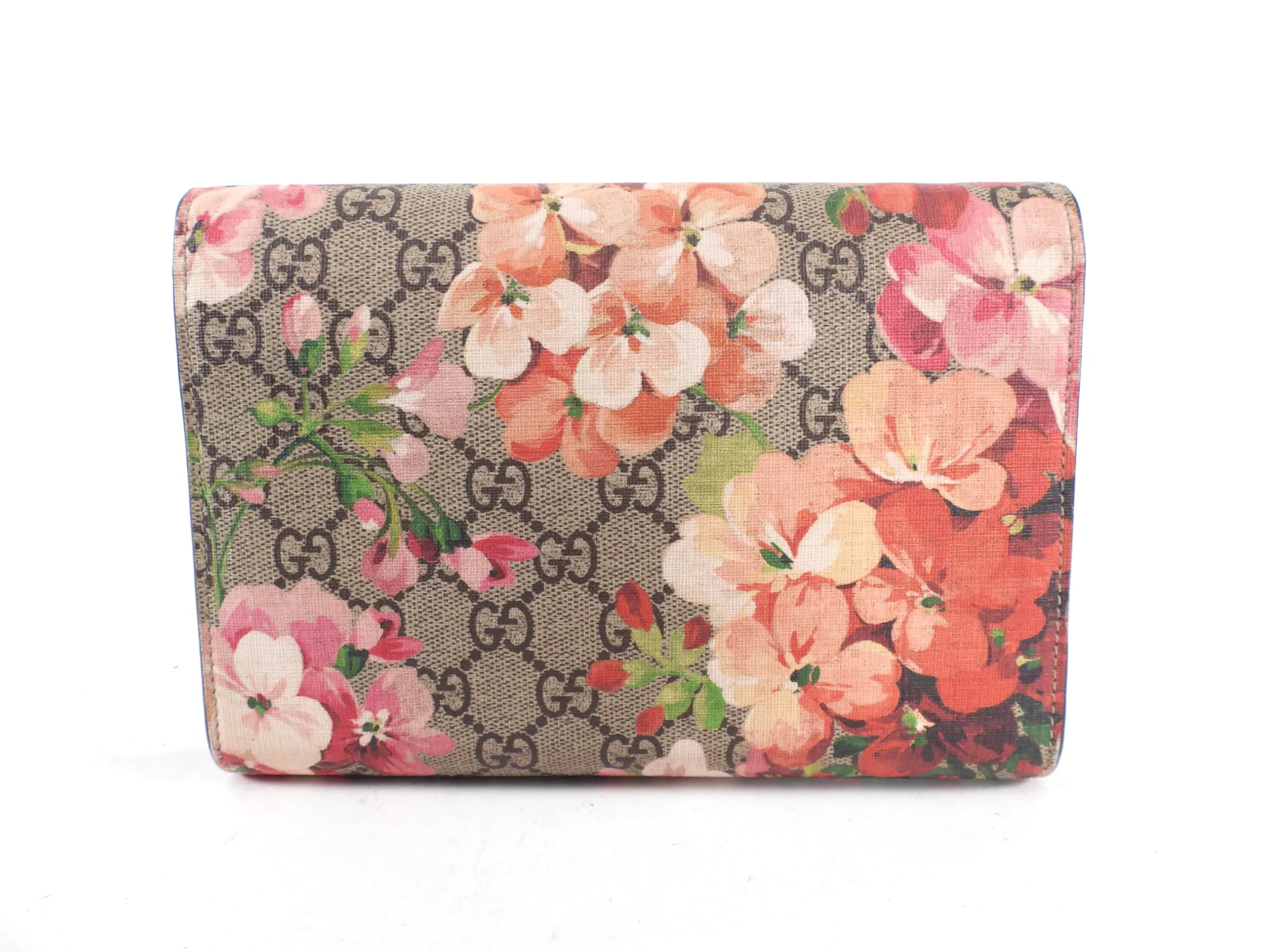 Gucci Blooms Dionysus Pink Floral Monogram Wallet on Chain Crossbody