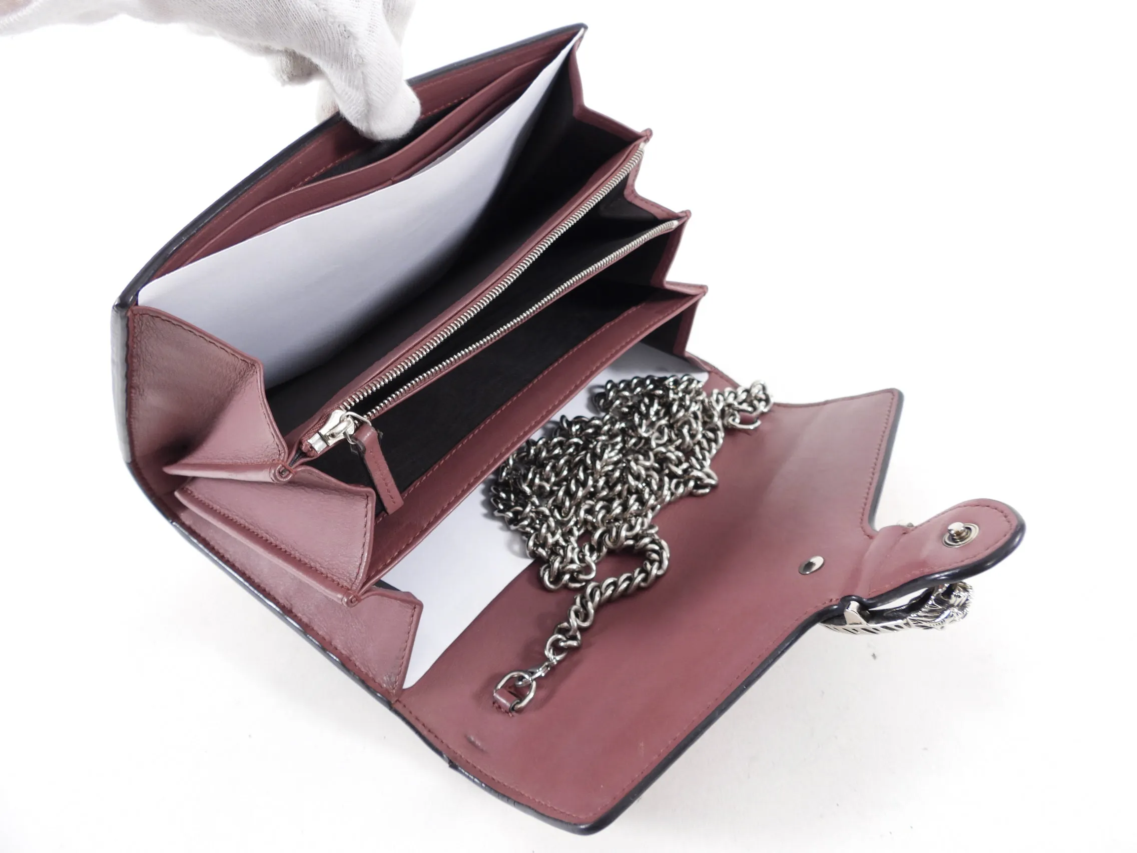 Gucci Blooms Dionysus Pink Floral Monogram Wallet on Chain Crossbody