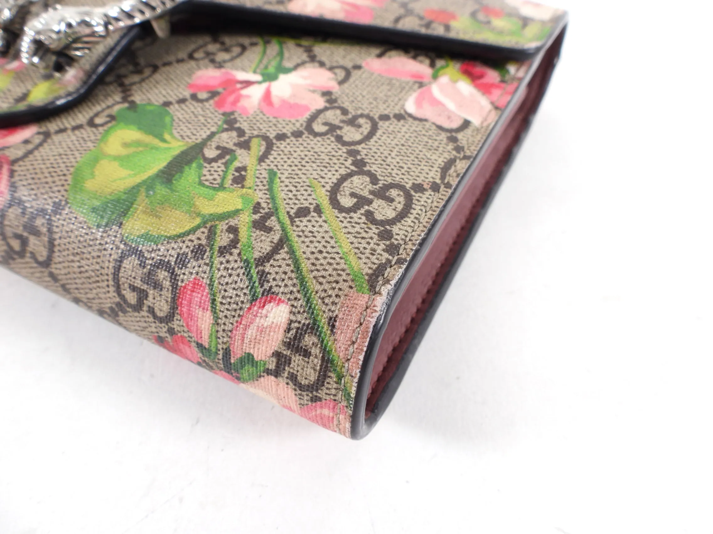 Gucci Blooms Dionysus Pink Floral Monogram Wallet on Chain Crossbody