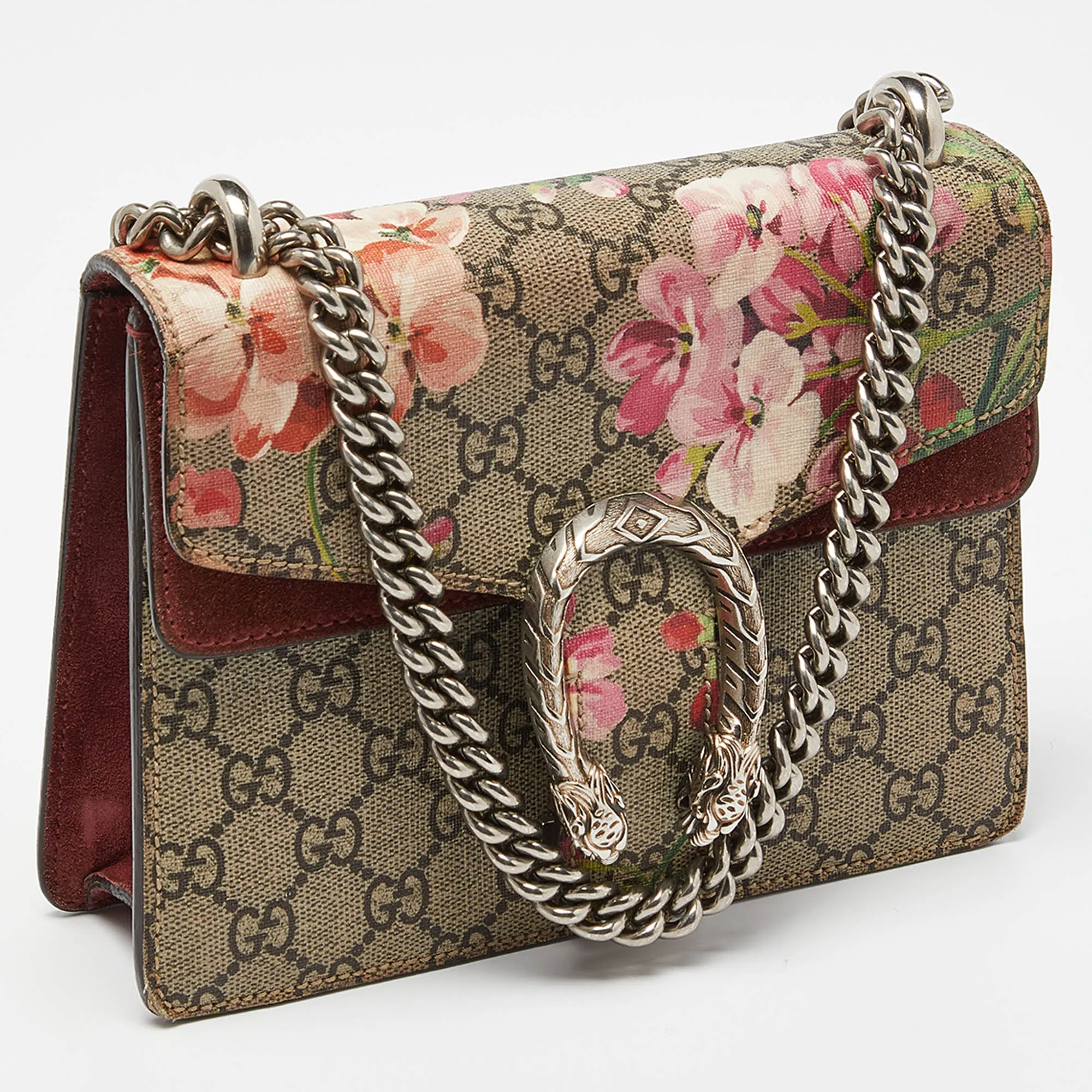 Gucci color Gg Supreme Canvas And Suede Mini Blooms Dionysus Shoulder Bag