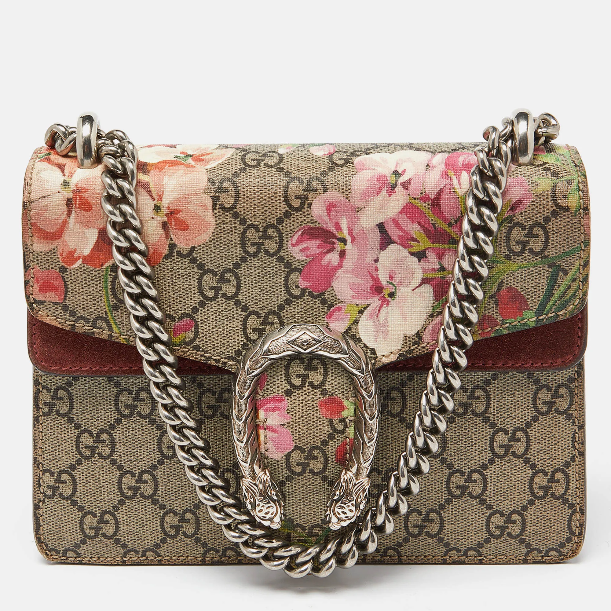 Gucci color Gg Supreme Canvas And Suede Mini Blooms Dionysus Shoulder Bag