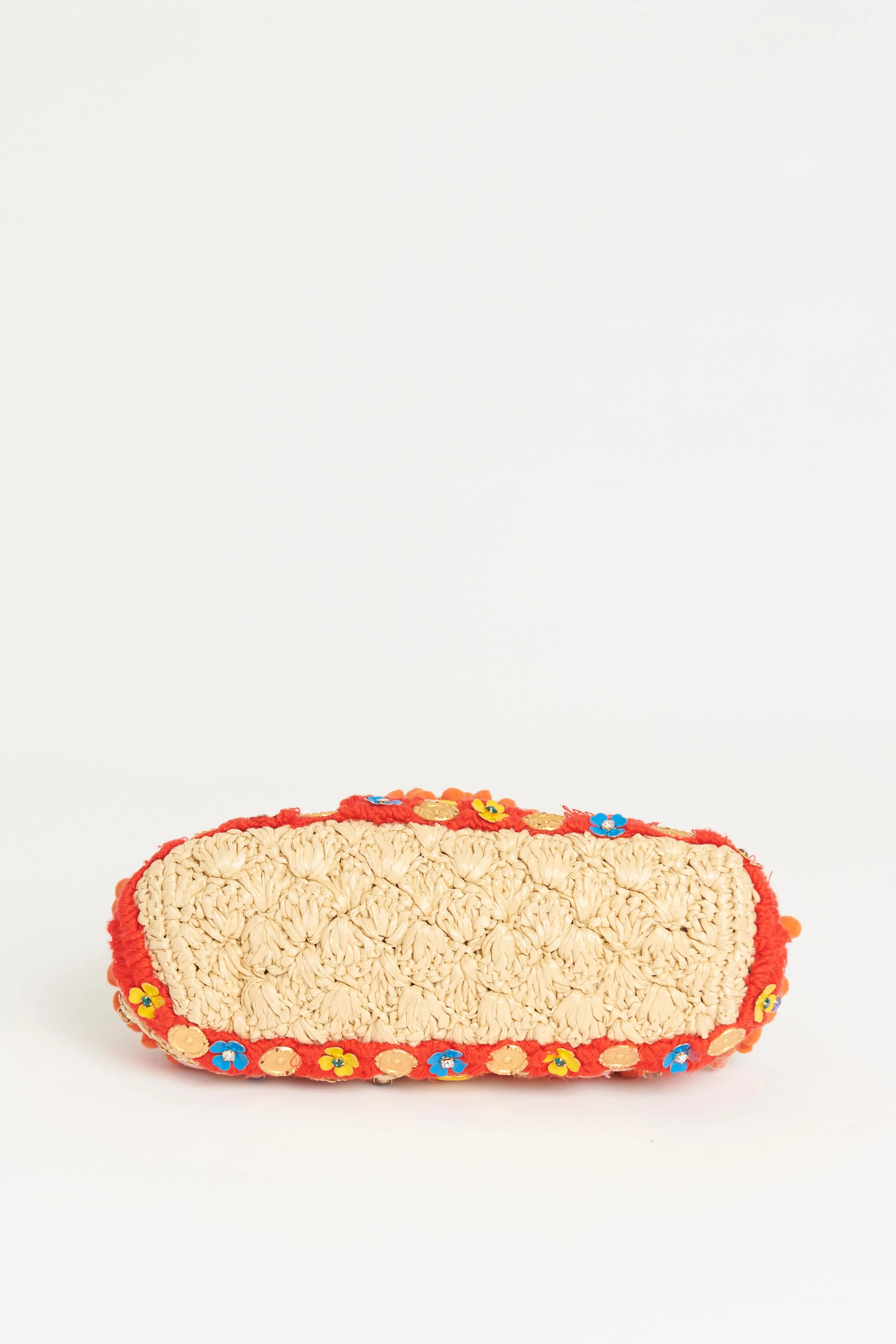 Jeweled Raffia Preowned 'Vanda' Evening Clutch Bag