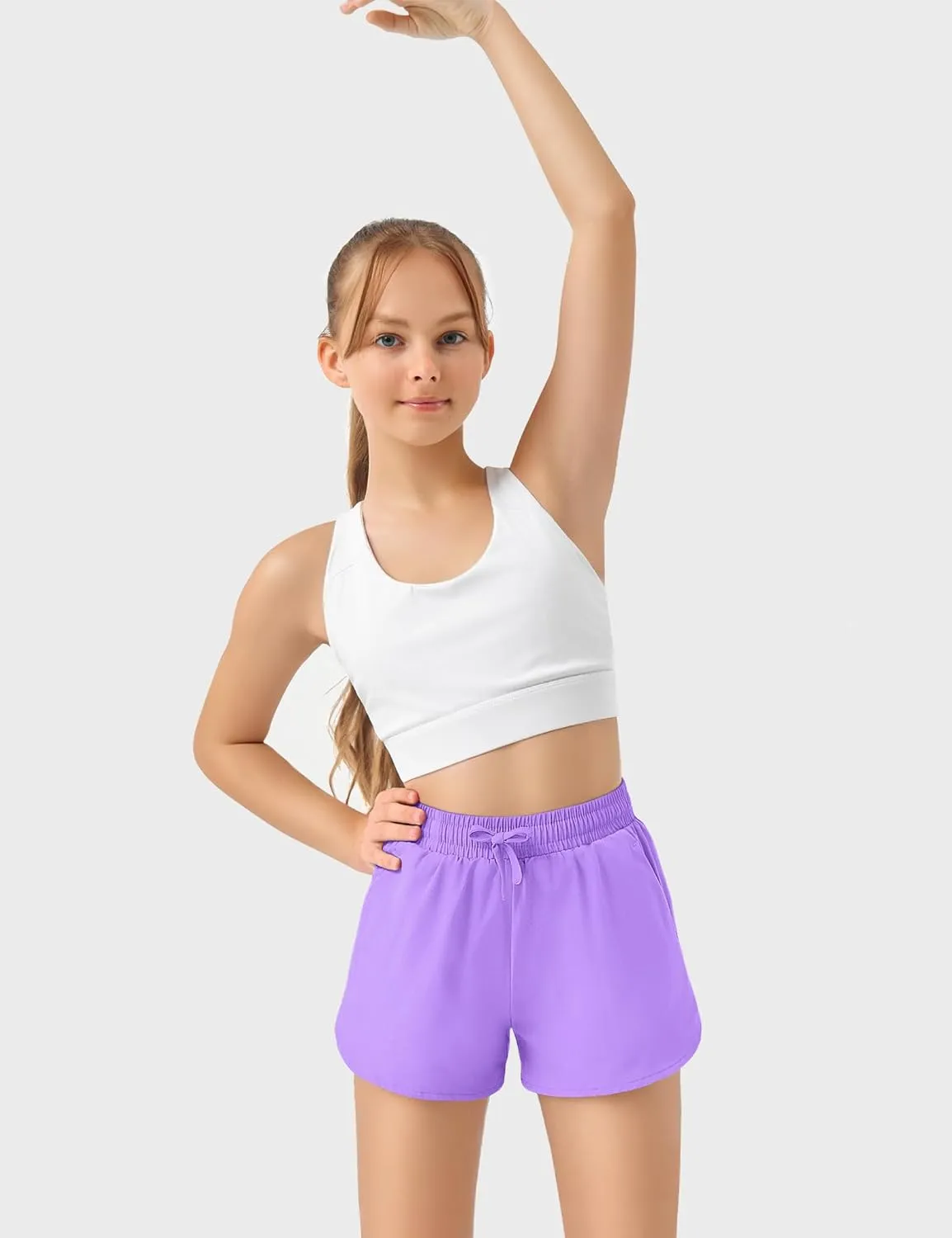 JOCMIC Girls Athletic Shorts with Liner 2 in 1 High Waist Running Short for Basketball Volleyball Tennis