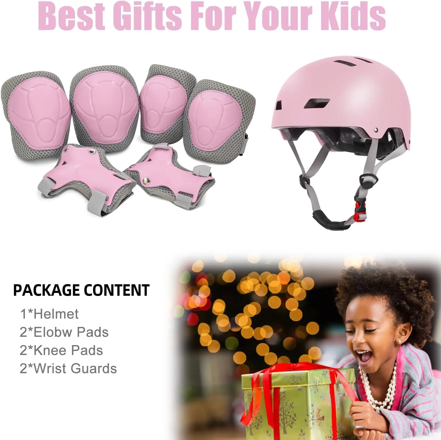 Kids Bike Helmet with Knee Elbow Wrist Pads for Ages 2-5-8-14 Boys Girls, Multi-Sport Skating Balance Bike Skateboard Scooter Rollerblading, Adjustable Helmet Set with Portable Bag