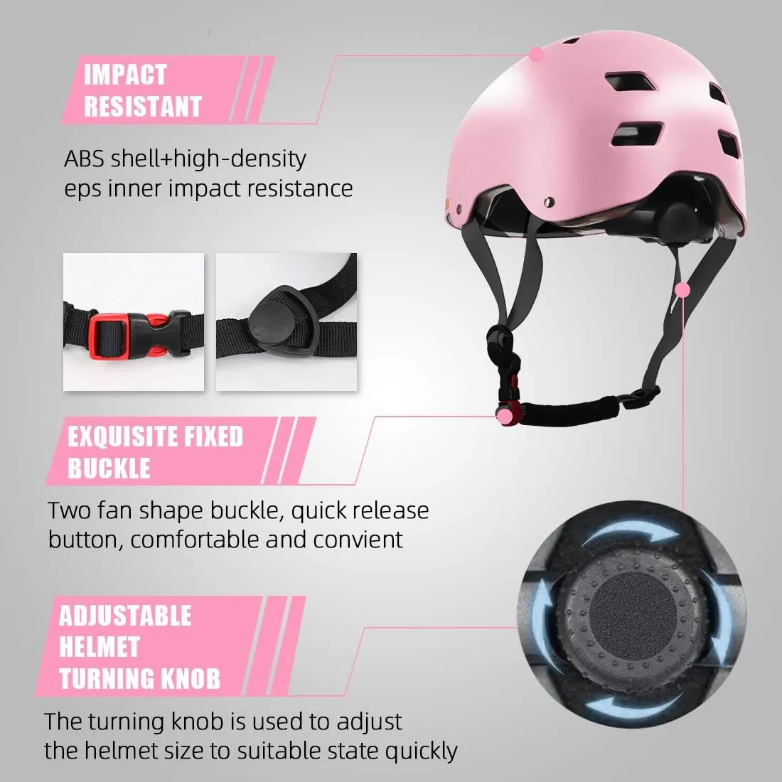 Kids Bike Helmet with Knee Elbow Wrist Pads for Ages 2-5-8-14 Boys Girls, Multi-Sport Skating Balance Bike Skateboard Scooter Rollerblading, Adjustable Helmet Set with Portable Bag
