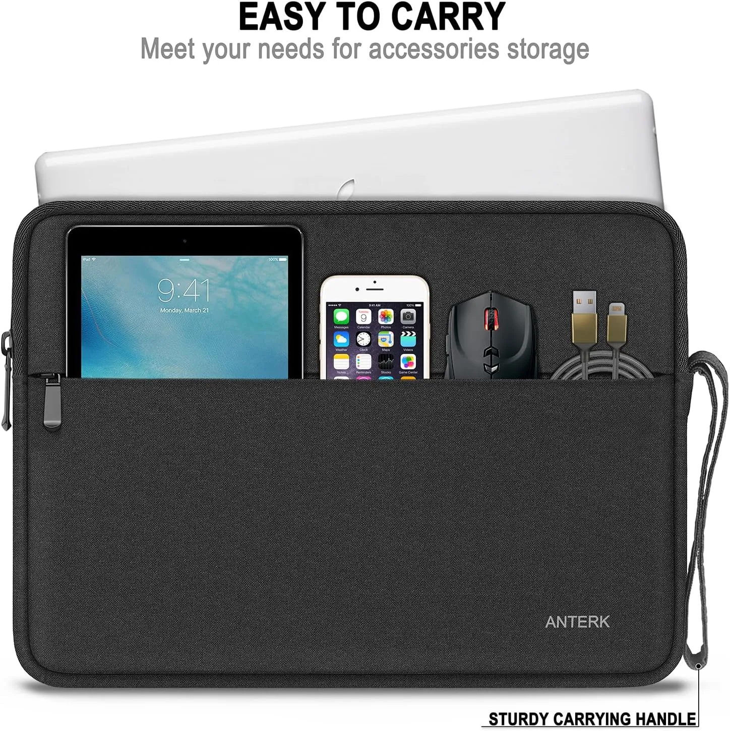 Laptop Sleeve 14 Inch, Water Resistant Traveling Computer Cover with Handle, Shockproof Protective Carrying Laptop Case Compatible for 14 Inch MacBook Air/Pro, HP, Dell, Asus, Lenovo, Black