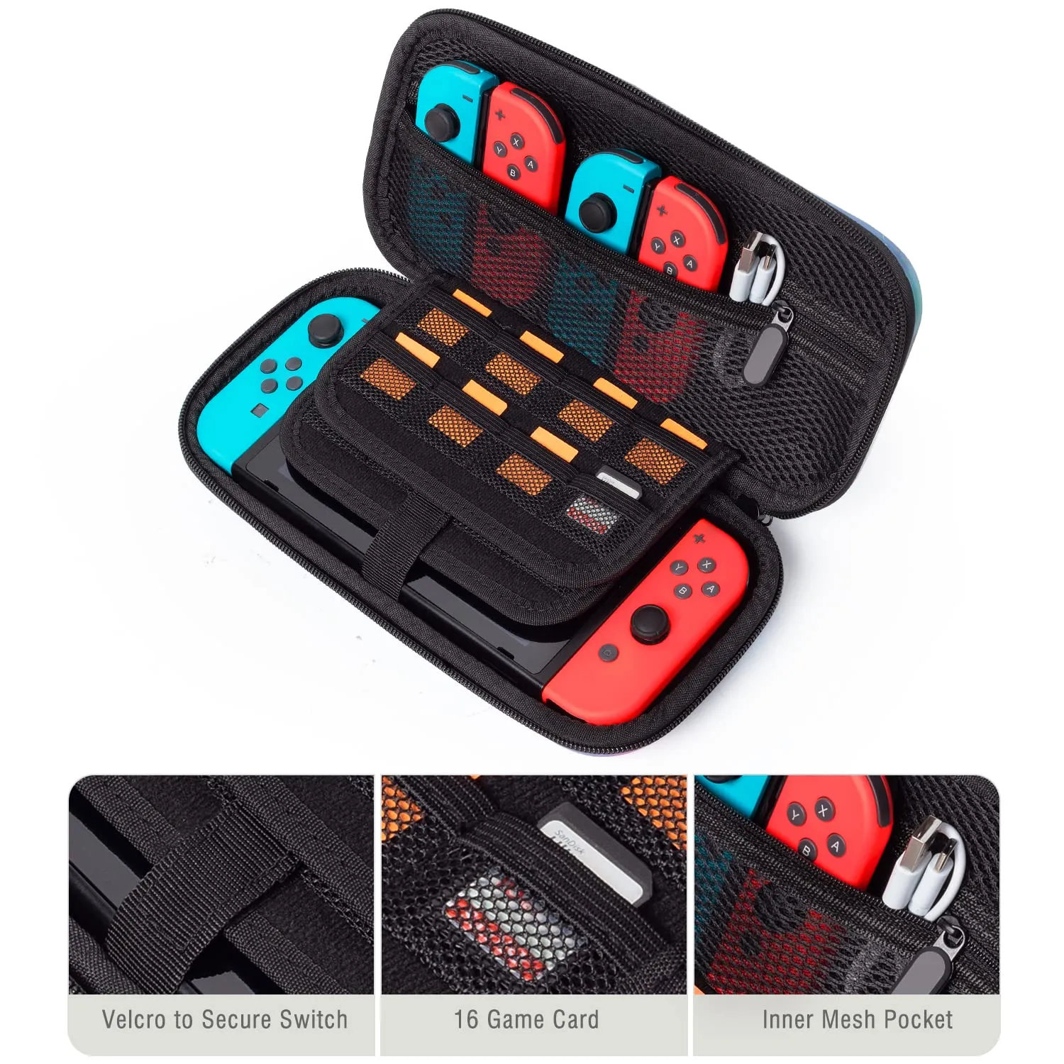 Lokigo Carry Case Compatible for Nintendo Switch/Switch OLED, Protective Travel Switch Carrying Case for Boys Girls with 16 Game Card Slots for Console & Accessories, Sunflower