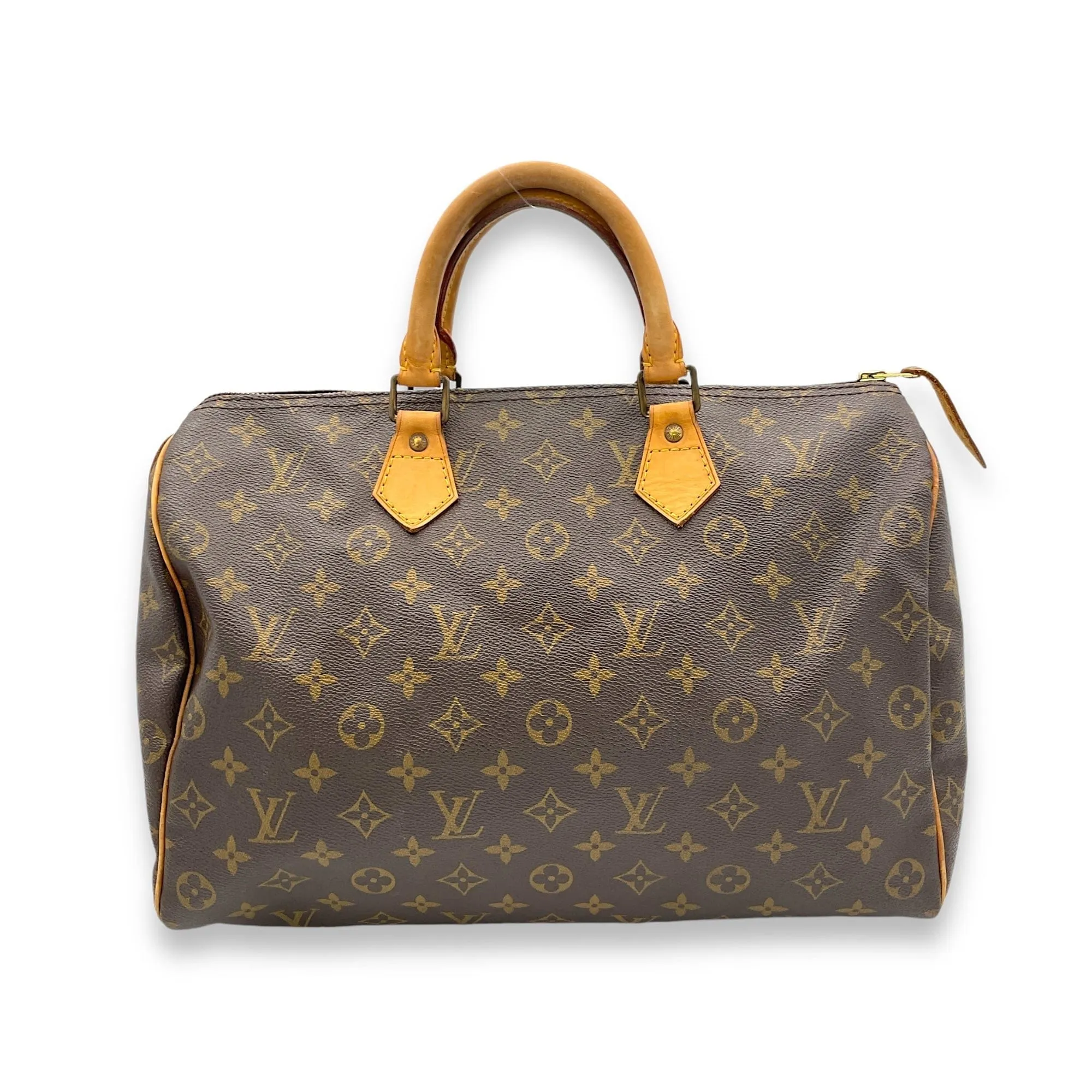 Louis Vuitton Speedy 35 Brown Top Handle Bag in Monogram Coated Canvas, Gold hardware OS2409-000898DT