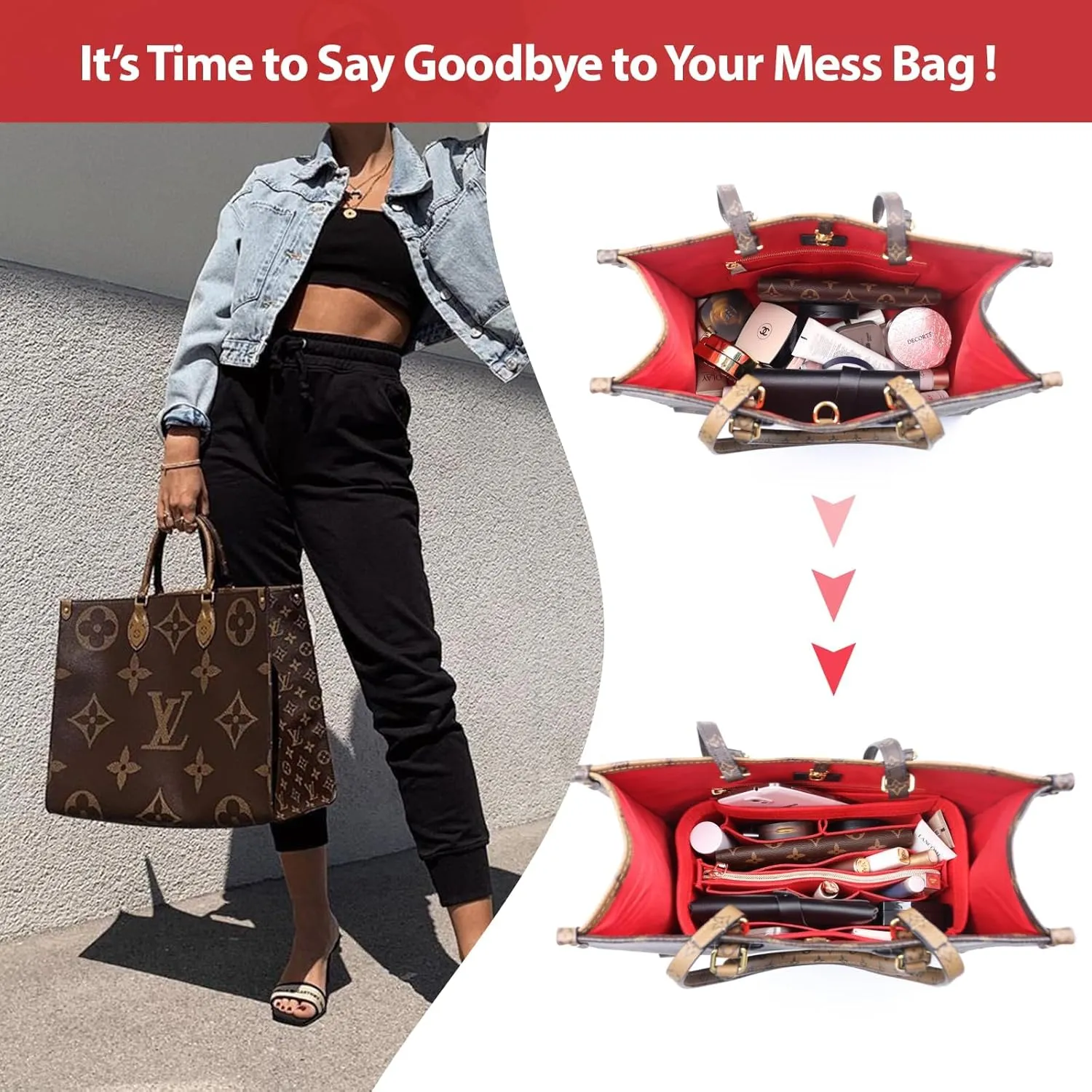 OMYSTYLE Purse Organizer Insert, Felt Tote Bag Organizer Insert with 5 Sizes, Handbag Dividers for Inside Purse, Compatible with Longchamp, Neverful, Speedy and More