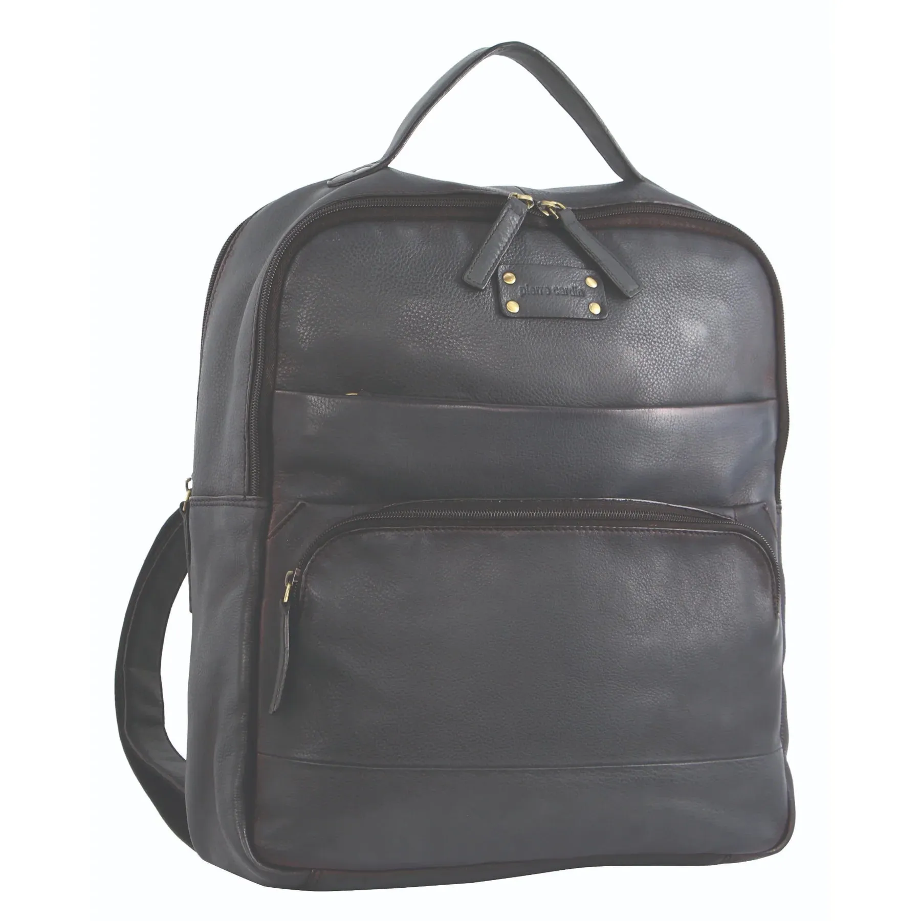 Pierre Cardin Rustic Leather Computer Bag/Backpack - Black