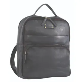Pierre Cardin Rustic Leather Computer Bag/Backpack - Black