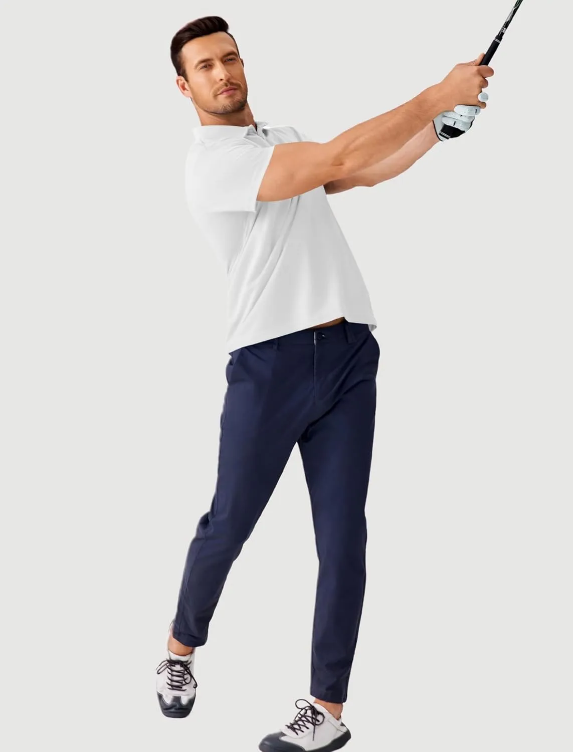 PINSPARK Mens Polo Shirts Short Sleeve Lightweight Moisture Wicking Quick Dry Casual Workout Collared Shirt Plain 3 Pack Set