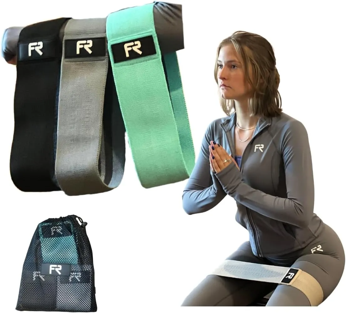 Resistance Bands Set with Carry Bag - 3 Levels of Resistance, Premium Fabric Bands with Mesh Storage Bag Booty Bands for Working Out - Exercise Bands Set - Elastic Bands for Exercise- No Slip Backing