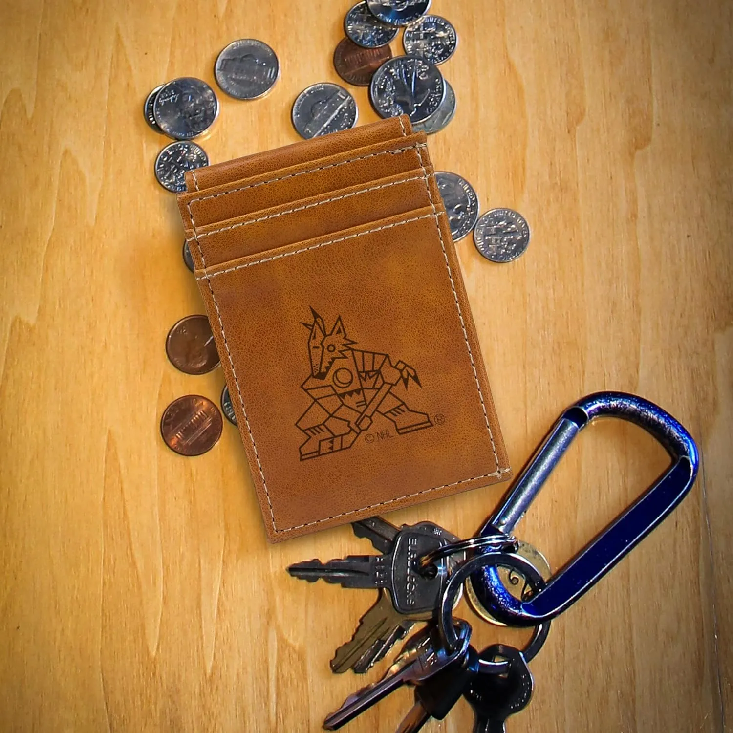 Rico Industries NHL Hockey Laser Engraved Front Pocket Wallet - Compact/Comfortable/Slim